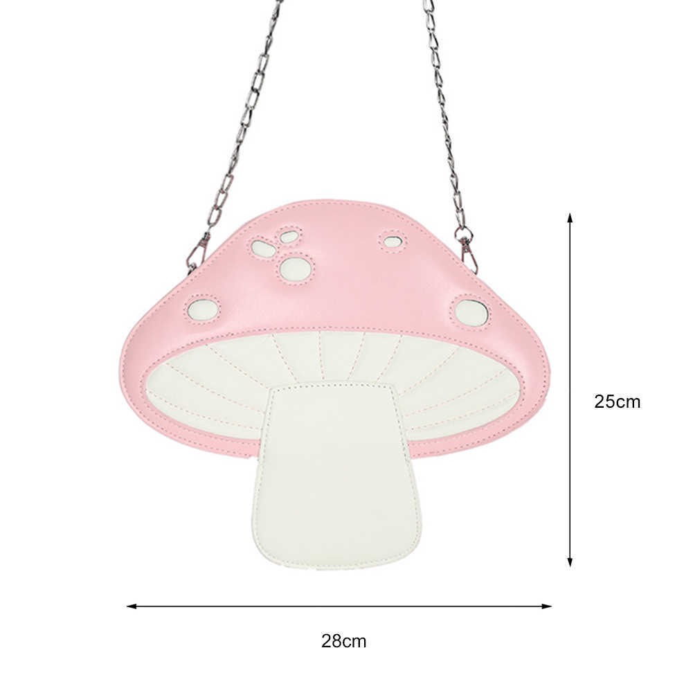 Shoulder Bags Women PU Leather Chain Crossbody Bags Cute Cartoon Mushroom Shape Messenger Bags Girls Handbags Casual Ladies Shoulder Bags 0212/23
