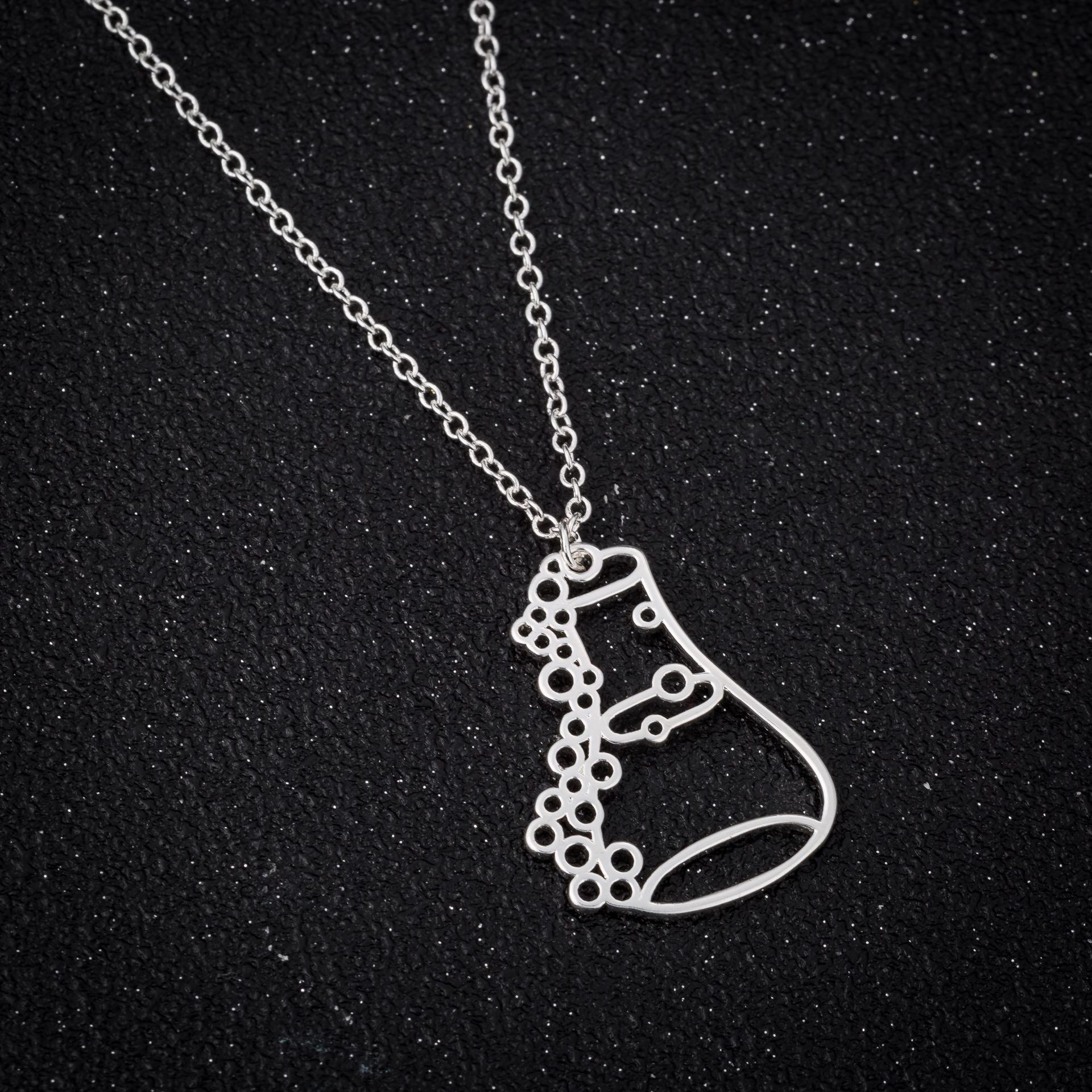 10PCS Erlenmeyer Flask Bottle Necklace Chemistry Laboratory Conical Chemical Molecule Measuring Potion Cup Choker Graduation Wish Lucky Gift
