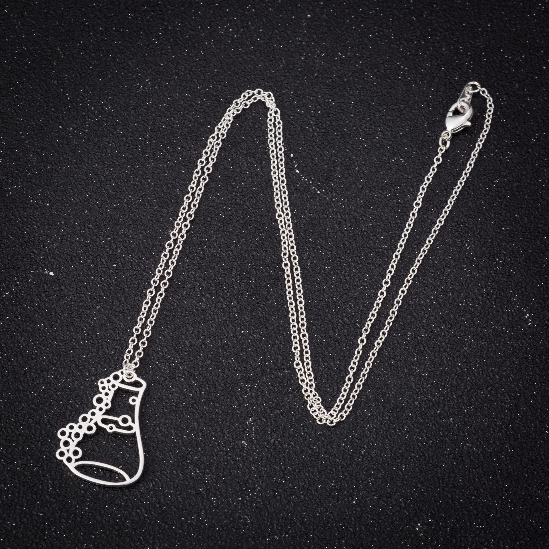 10PCS Erlenmeyer Flask Bottle Necklace Chemistry Laboratory Conical Chemical Molecule Measuring Potion Cup Choker Graduation Wish Lucky Gift