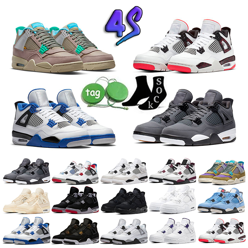 

Jumpman 4 4s Basketball Shoes University Blue black cat White Oreo Cement Pure Sail red thunder Cool Grey Purple Shimmer Men Women outdoor sports Sneakers, 25