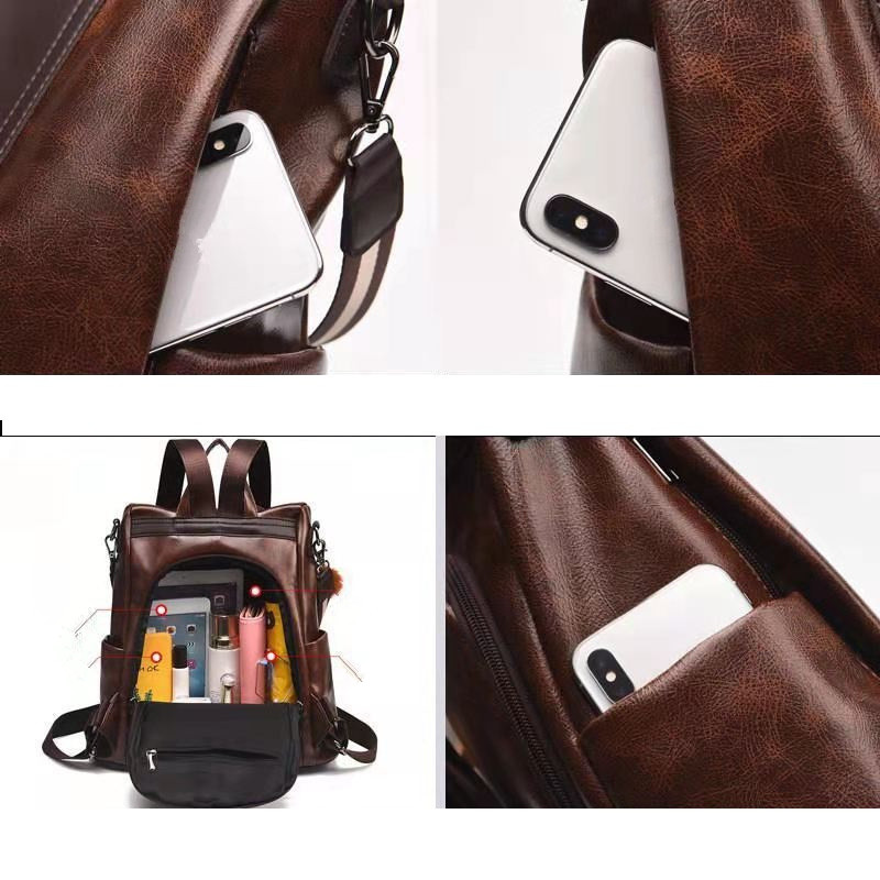 Casual PU Backpack Classic Bags For Women Girls College School Bag Backpacks Leather Large Capacity Bags Women's Travel Purse