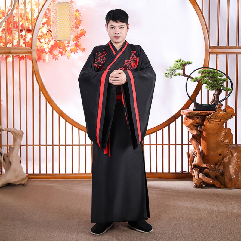 Ethnic Clothing Weijin Dynasties Hanfu Men Wide Sleeve Traditional Ancient China Costume Wedding Embroidery Stage Drama Performance Clothes