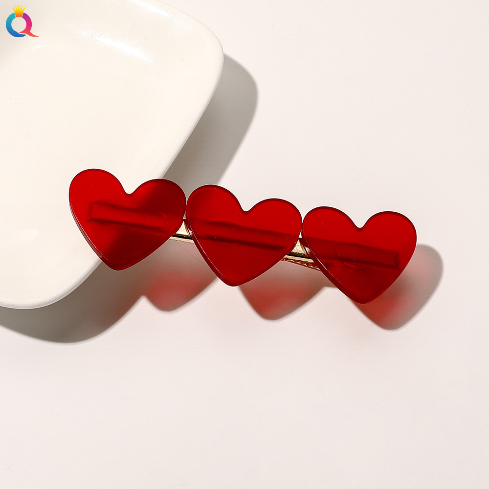 New Women Girls Ribbon Cute Colorful 3 Hearts Hairpins Sweet Hair Clips Barrettes Hair Ornament Fashion Hair Accessories 1601