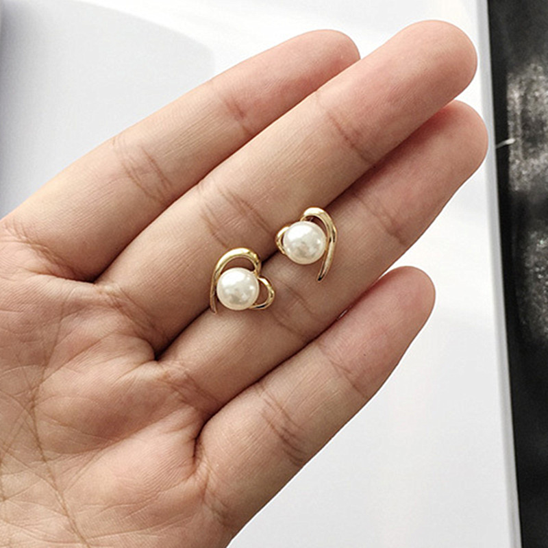 Pearl Earring for Women Gold Color Round Stud Earrings Christmas gift Irregular Design Unusual Ear rings bijoux femme