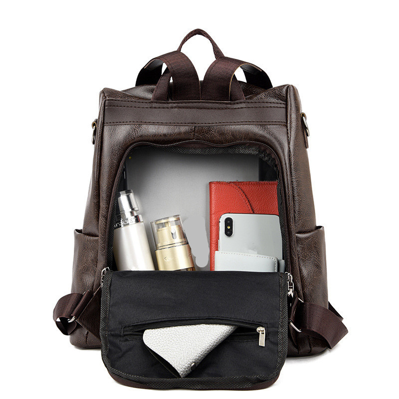 Casual PU Backpack Classic Bags For Women Girls College School Bag Backpacks Leather Large Capacity Bags Women's Travel Purse