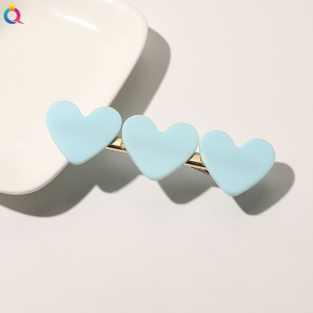 New Women Girls Ribbon Cute Colorful 3 Hearts Hairpins Sweet Hair Clips Barrettes Hair Ornament Fashion Hair Accessories 1601
