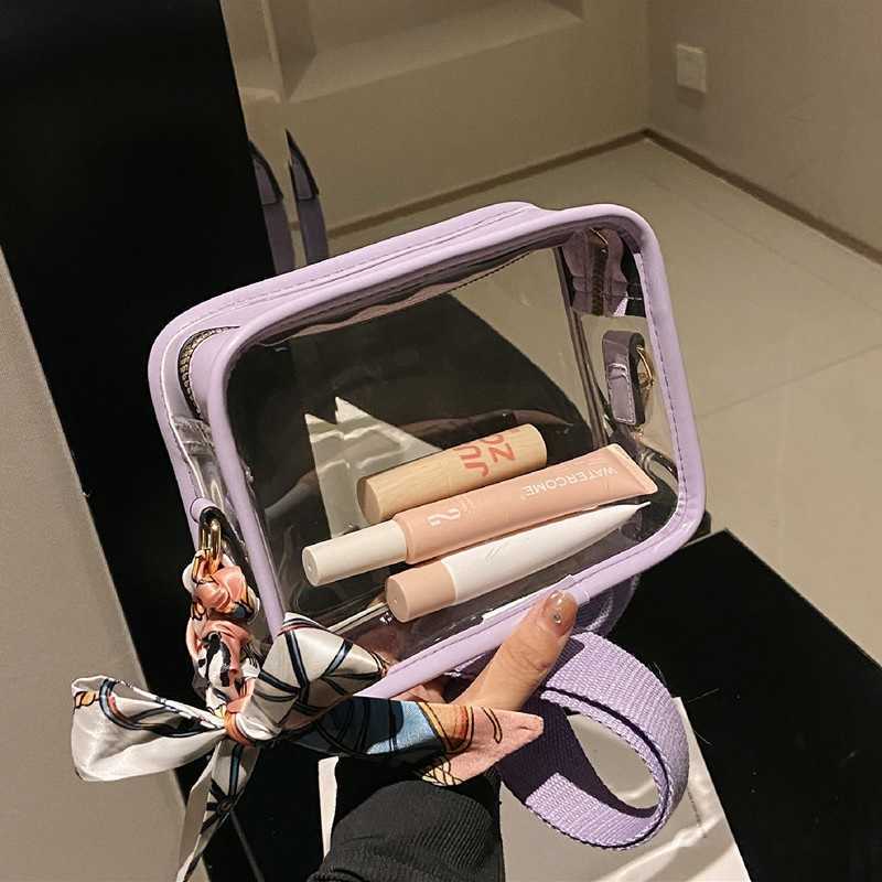 qwertyui45 Cross Body Women Fashion Transparent Crossbody Mini Square Purse Girls Ladies Decorative Small Clear PVC Phone Stadium Approved Sling Bag 0