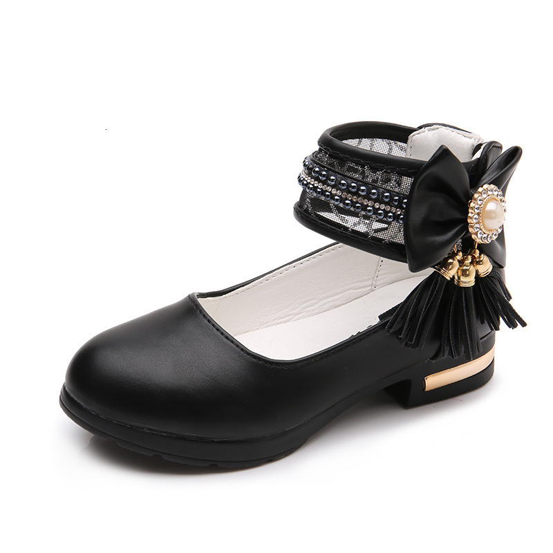 First Walkers Fashion Tassel Bow Childrens Leather Shoes Girls Flower For Princess Wedding Big Kid Dance 3 4 5 6 7 8 9 10 11 12 Year Old 230211