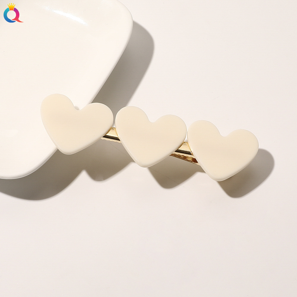 New Women Girls Ribbon Cute Colorful 3 Hearts Hairpins Sweet Hair Clips Barrettes Hair Ornament Fashion Hair Accessories 1601