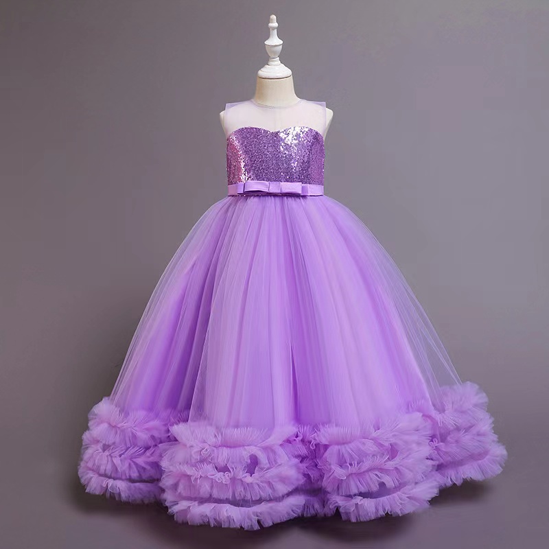 Puffy Flower Girls Dresses 3D Flower V Neck Long Sleeve Kids Teens Pageant Gowns Birthday Party Dress For Wedding Cooktail Gown 2023