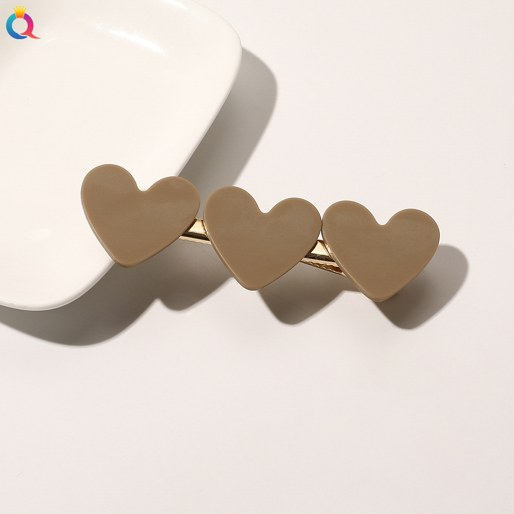New Women Girls Ribbon Cute Colorful 3 Hearts Hairpins Sweet Hair Clips Barrettes Hair Ornament Fashion Hair Accessories 1601