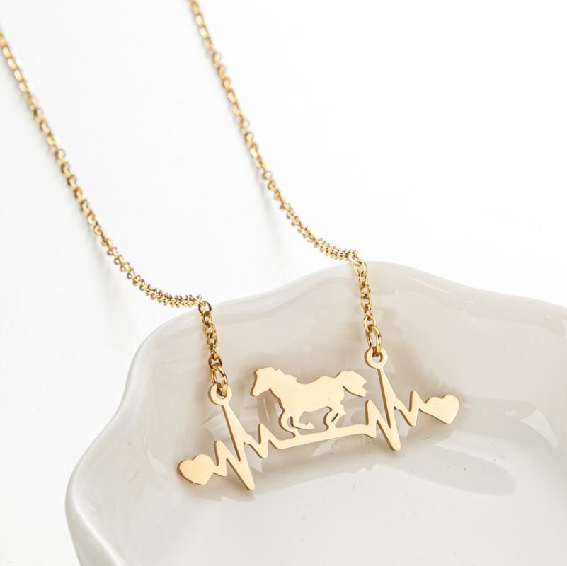 10PCS Lucky Cowgirl Horseshoe Necklace Cowboy Horse Head Shoe Hoof Initial Letter U Shape Charm Pendant Stainless Steel Choker Collar for Women