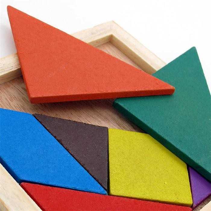 Thickened wooden tangram puzzle block assembly toy size 11.2x11.2x0.6cm, very popular among little children