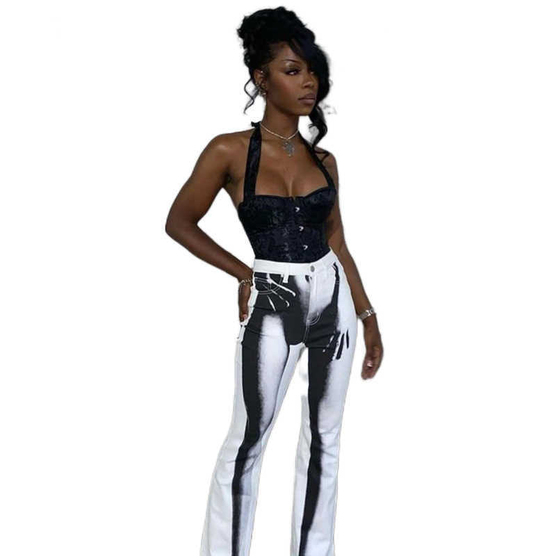 Women's Pants Capris Wind 2022 autumn women's new high-waisted digital print slim speaker yoga casual pants for women T230210