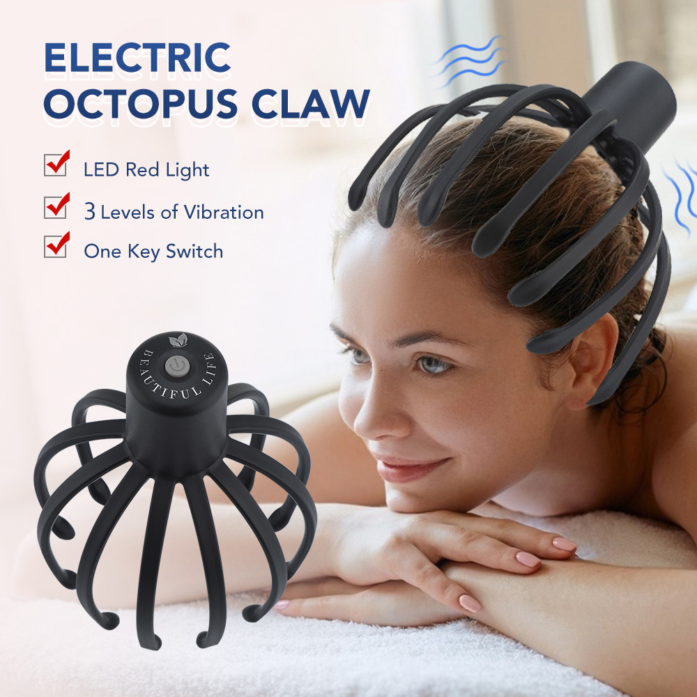 

Head Massager Electric Octopus Claw Scalp Massager Hands Free Therapeutic Head Scratcher Relief Hair Stimulation Rechargable Stress Relief 230211