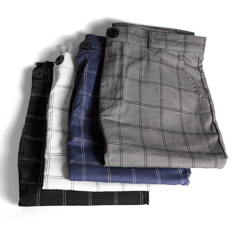 Men's Pants Fashion Plaid Print Mens Slim Casual Spring Summer Skinny Pencil Mid Waist Trousers For Men Clothes Streetwear Y2302