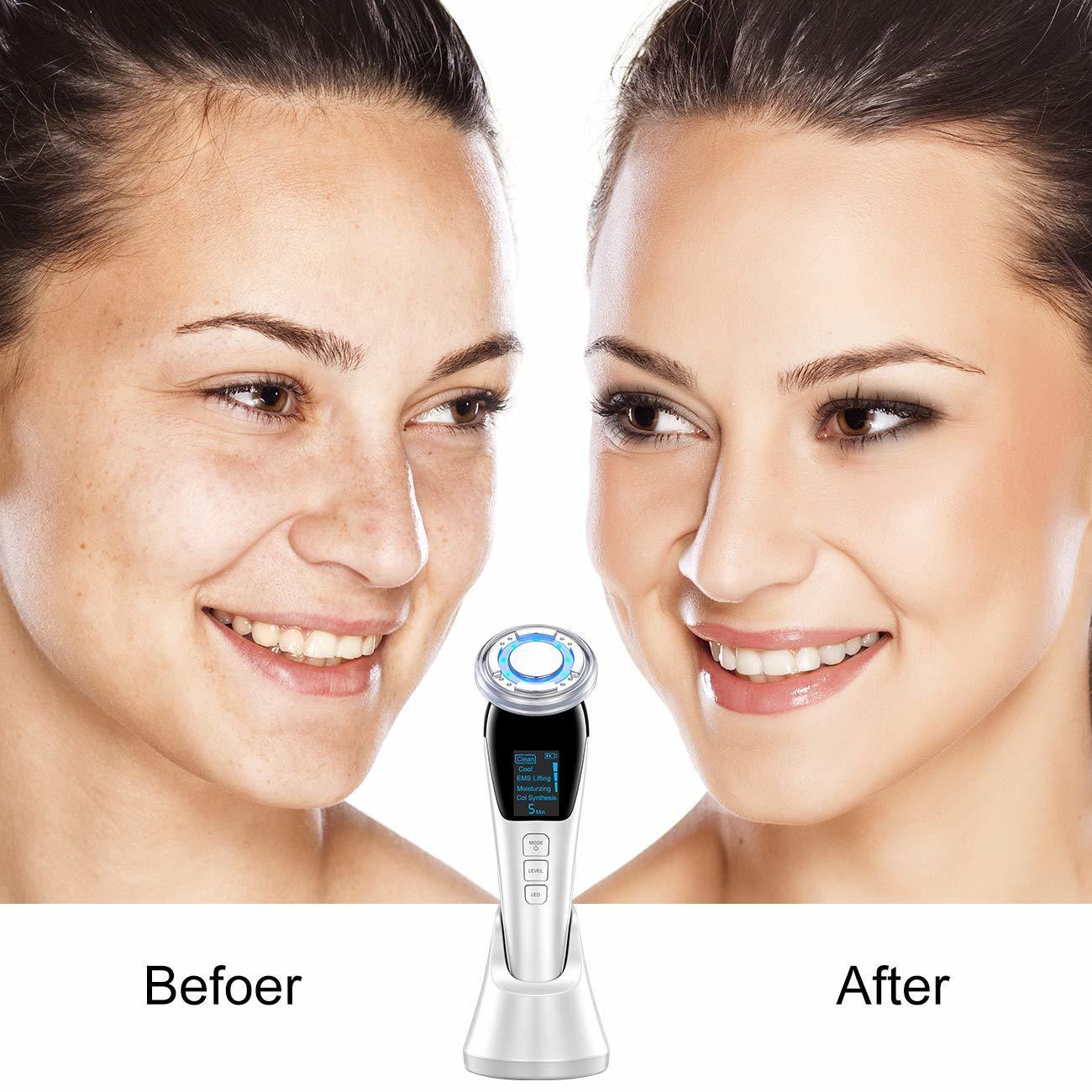 Face Massager EMS Cool Massager LED Pon Light Therapy Skin Care Tool Device Face Lifting Tighten Sonic Massage Beauty Machine 92 230211