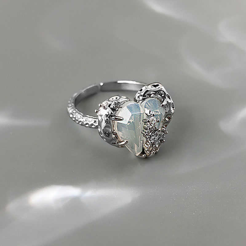 Band Rings New IrregularRing Y2k Love Heart Crystal Rings Goth Creative Punk Korean Rings for Girls Halloween Fashion Jewelry Envio Gratis G230213