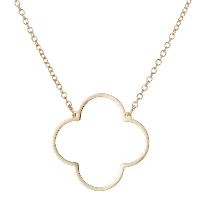Flower Four 4 Leaf Clover Pendant Necklace Stainless Steel Fashion Lucky Hollow Outline Pendant Chain Choker Collier Women Jewelry
