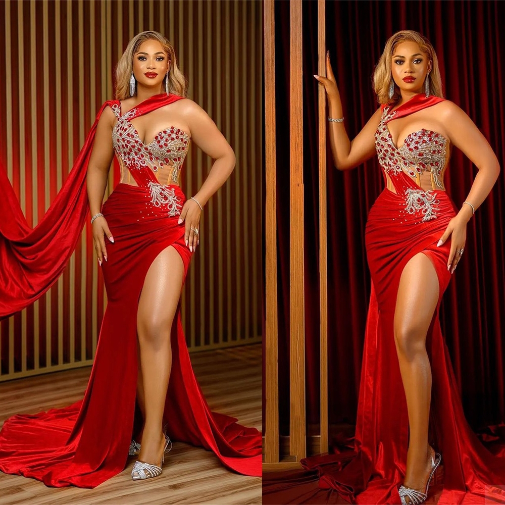 Red Plus Size Mermaid Prom Dresses Sexy Crystal Beading Tailor Made Evening Gowns High Thigh Split Robe De Mariee, Dark red
Red Plus Size Mermaid Prom Dresses Sexy Crystal Beading Tailor Made Evening Gowns High Thigh Split Robe De Mariee, Dark red