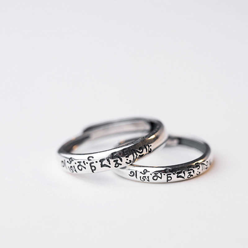 Band Rings Thailand Style Buddha Jewelry Tail Couple Finger Ring For Women Men Lovers Six Words Om Mani Padme Hum Adjustable Ring G230213