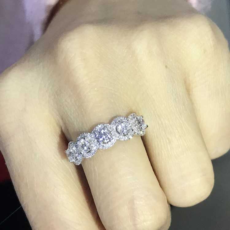 Band Rings 2022 Women's Silver Color Wedding Ring Band Bling Zircon Stone Bridal Promise S Rings Anniversary Ring Trendy Jewelry G230213