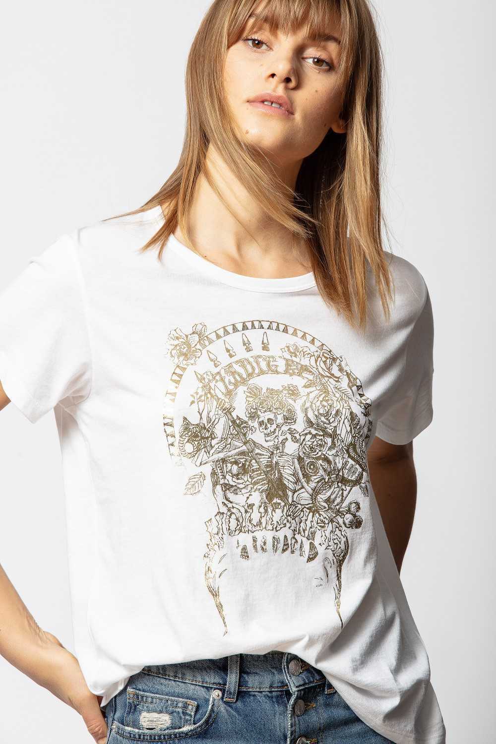 23SS Women Designer Fashion Cotton T shirt Zadigs Women Tops Gilded Skull Print Short Printed Sleeve T-shirt, Royal blue
23SS Women Designer Fashion Cotton T shirt Zadigs Women Tops Gilded Skull Print Short Printed Sleeve T-shirt, Royal blue
