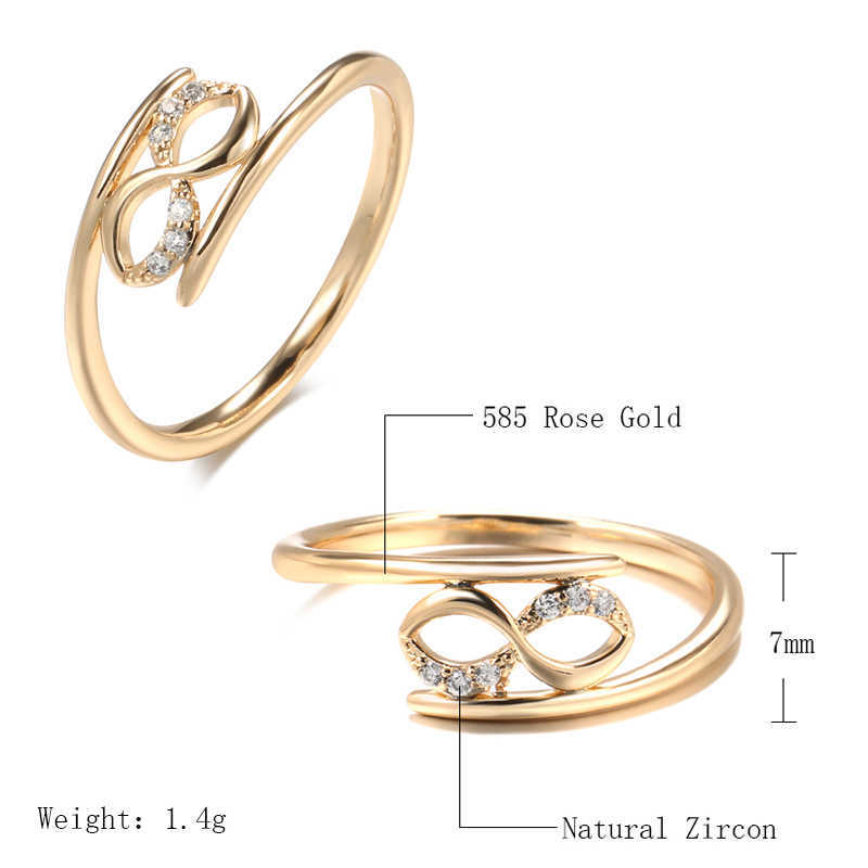 Band Rings Minimalist Double Twist White Zircon Geometric Rings For Women 585 Gold Color Simple Party Jewelry Daily Wear Slim Rings G230213