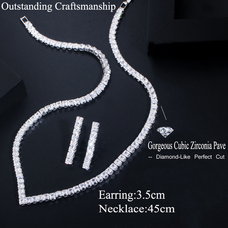 Wedding Jewelry Sets CWWZircons Very Shiny Cubic Zirconia Pave Yellow Gold Color Women Party Choker Necklace and Earring Brides Jewelry Set T421 23021