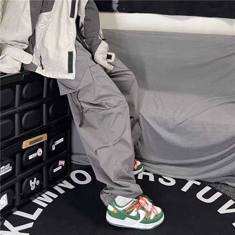 Men's Pants Parachute-Style Hip-hop Street Overalls Oversized Pocket Trousers Harajuku Loose Solid Color Casual Y2K Legged Y2302