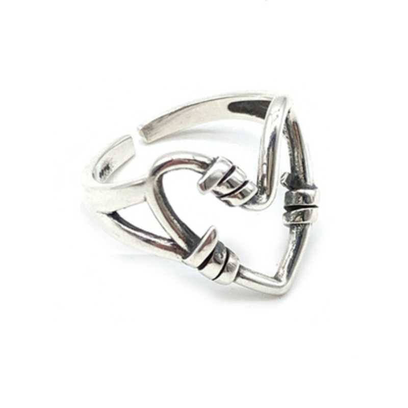 Band Rings 2021 Punk Ancient Hollow Heart Ring Chain Thorns Entanglement Rings Love Women Girls Wedding Hip-hop Jewelry Party Gift G230213