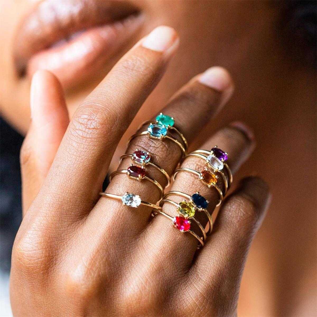 Band Rings Wedding Engagement Dating Rings For Women Female Opal Gold Color Dainty Ring With Stone Fashion Y2k Jewelry Gift Wholesale R865 G230213