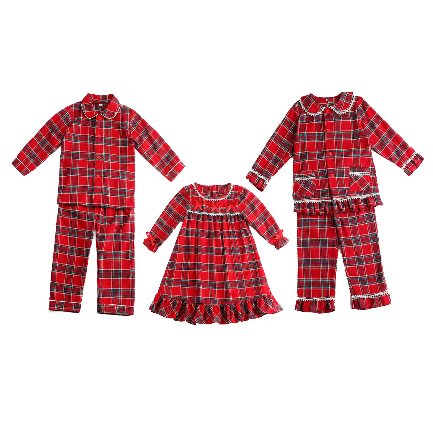Pajamas Wholesale Baby Clothes Tartan Flannel Toddler Sets Matching Family Kids Boy Girl Christmas Pyjamas 230213