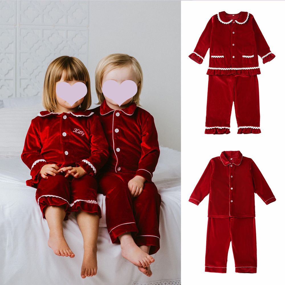 Pajamas Wholesale Baby Clothes Tartan Flannel Toddler Sets Matching Family Kids Boy Girl Christmas Pyjamas 230213