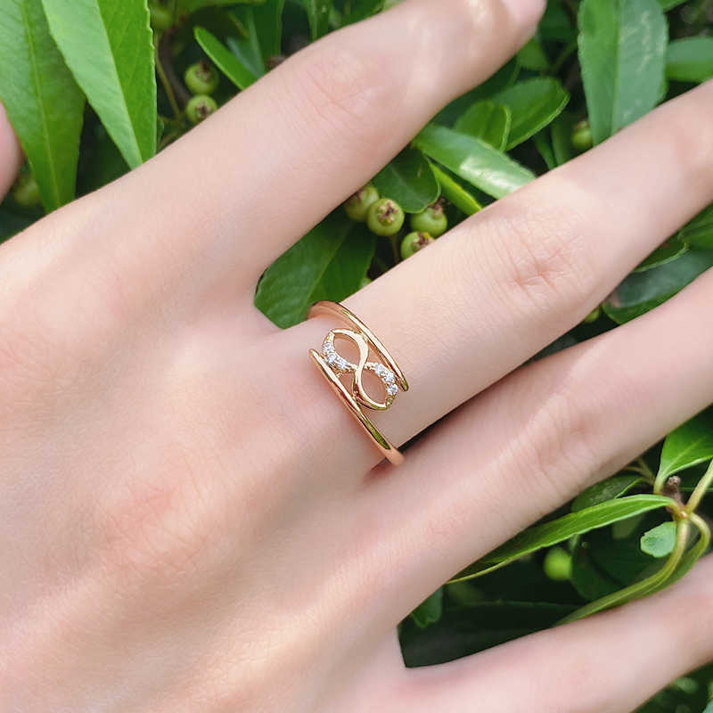Band Rings Minimalist Double Twist White Zircon Geometric Rings For Women 585 Gold Color Simple Party Jewelry Daily Wear Slim Rings G230213