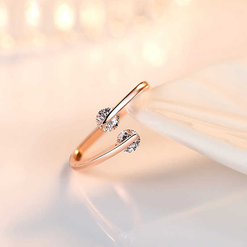 Band Rings Adjustable Classic 2PCS Cubic Zirconia Finger Ring For Women Fashion Crystal Opening Wedding Engagement Jewelry Wholesale DFR008 G230213