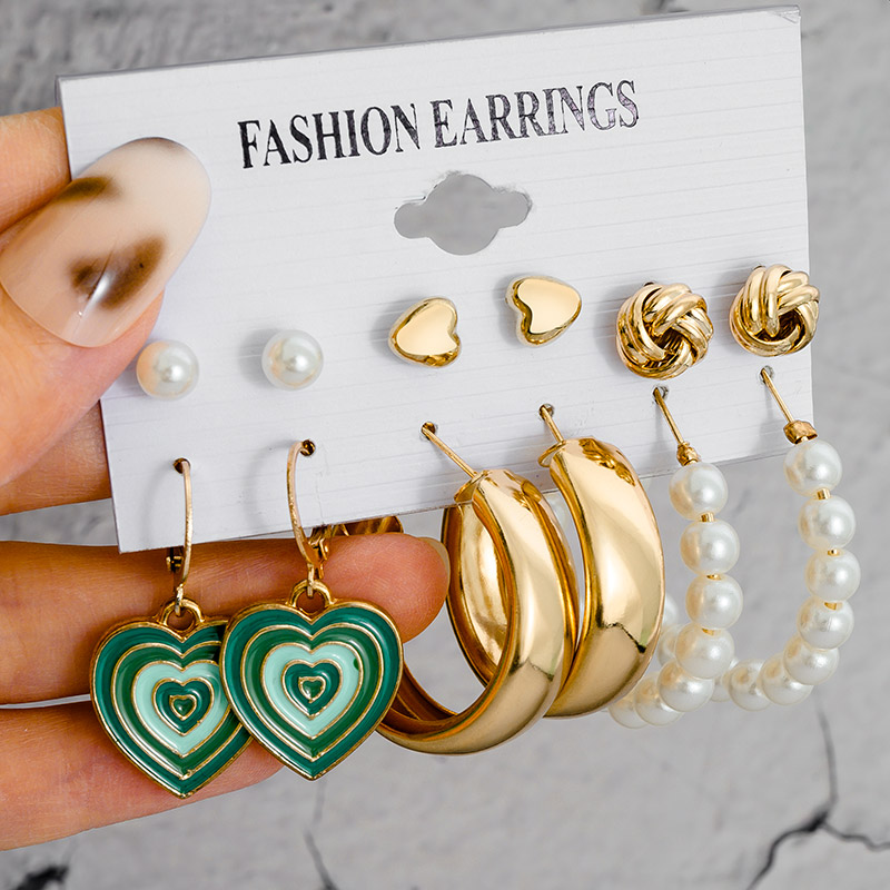 Vintage Geometric Women's Earrings Set Acrylic Pearl Hoop Earring For Women Fashion Big Circle Gold Metal Round Ear Ring Jewe