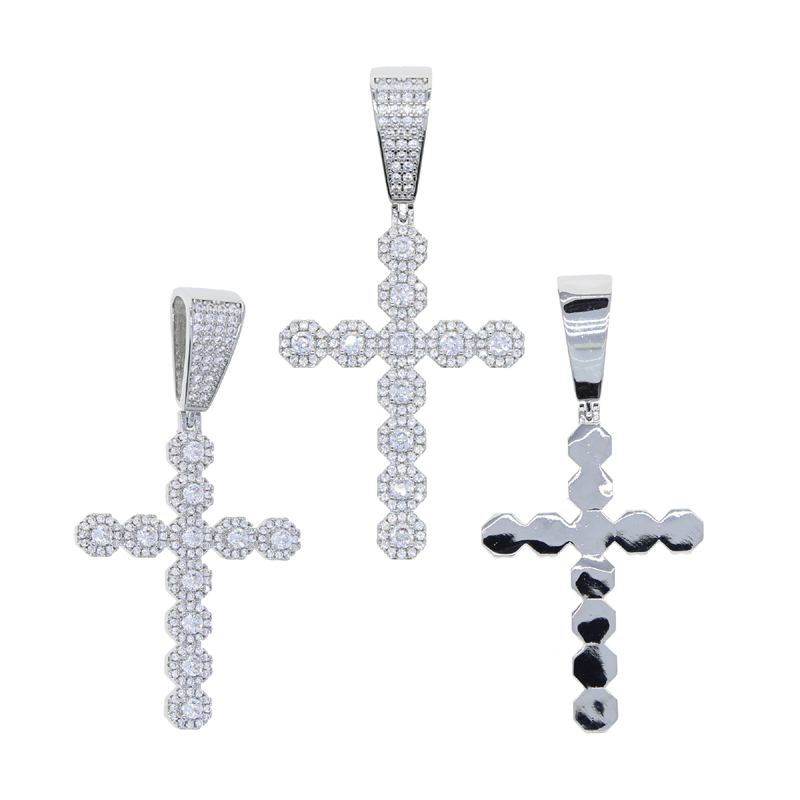 New Hip Hop Cross Pendant Necklace Gold Silver Plated Iced Out Bling Cubic Zirconia Paved Charm Women Men Jewelry