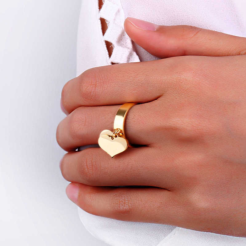 Band Rings Stainless Steel Rings for Women Female Gold Silvery Heart Charm Adjustable Wedding Rings 2022 Trend Jewelry Gifts Free Shipping G230213