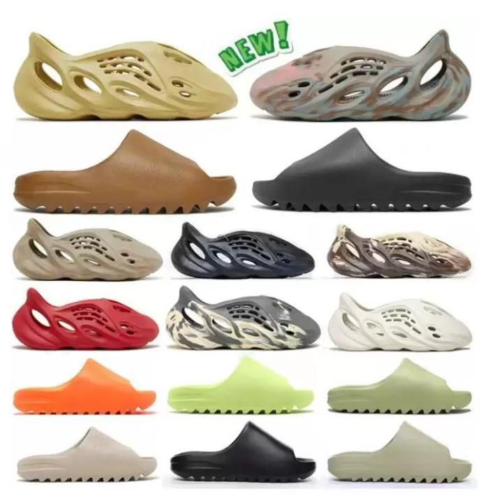 Yeezs Slides Foam Runner Designer Slipper Men Women Sandals Triple Black White Resin Pattern Slippers Mens Womens Slides Slider Sliders Q