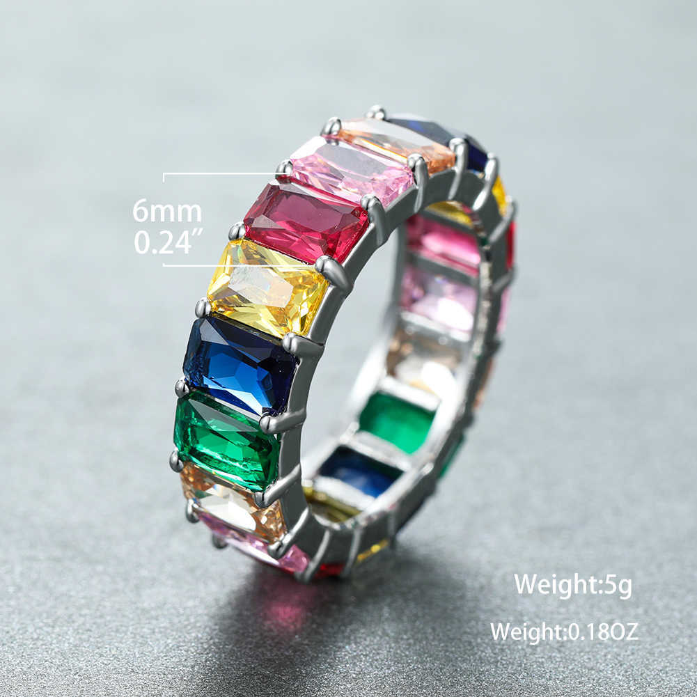Band Rings Mystic Rainbow Fire Zircon Ring Silver Gold Color Blue Red Yellow Green Stone Wedding For Women Female Engagement Ring Jewelry G230213