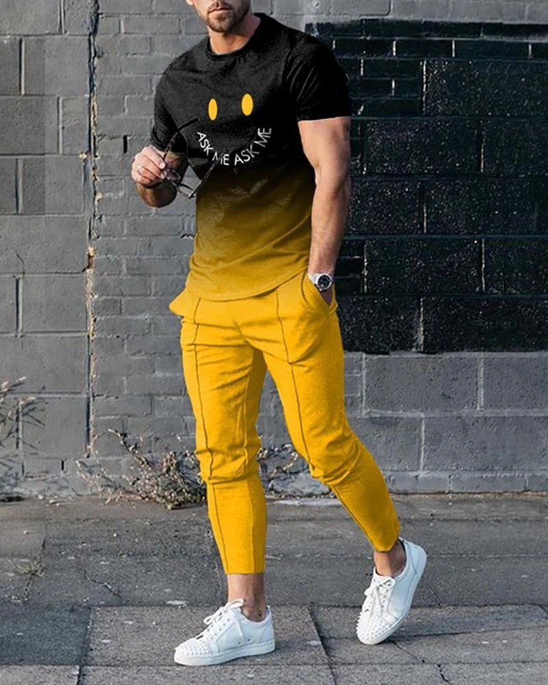 Mens Tracksuits Arrival Mens Trousers Tracksuit 2 Piece Set 3D Printed Summer Funny Smiley Short Sleeve T ShirtLong Pants Street Clothes 230213, Tc2438
Mens Tracksuits Arrival Mens Trousers Tracksuit 2 Piece Set 3D Printed Summer Funny Smiley Short Sleeve T ShirtLong Pants Street Clothes 230213, Tc2438