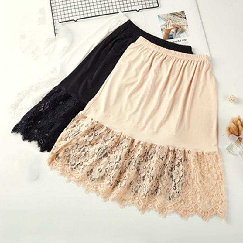 Two Piece Dress Women Skirt Extender Knee Lace Slip Hollow Length A-Line Half Extenders
