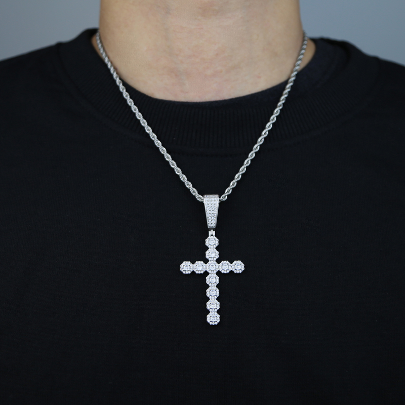 iced out men boy cross pendant necklace with rope chain gold silver hip hop necklaces jewelry with 5A cz paved punks tyles jewelrys wholesale