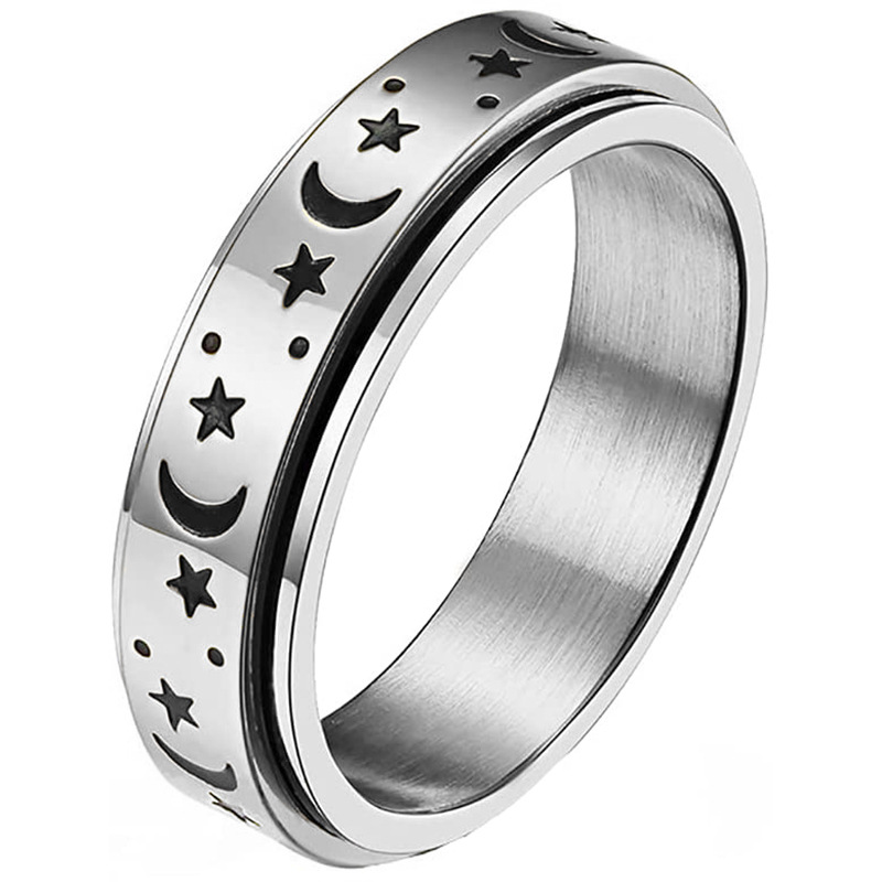 Anxiety Fidget Spinner Rings for Men Male Black Stainless Steel Spinning Rotate Ring for Women Anti Stress Accessories Jewelry