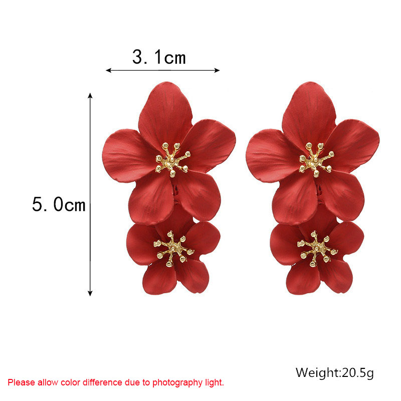Double-layers Flower Drop Earrings for Ladies Exaggerated Women Floral Earring Fashion Jewelry aretes de mujer