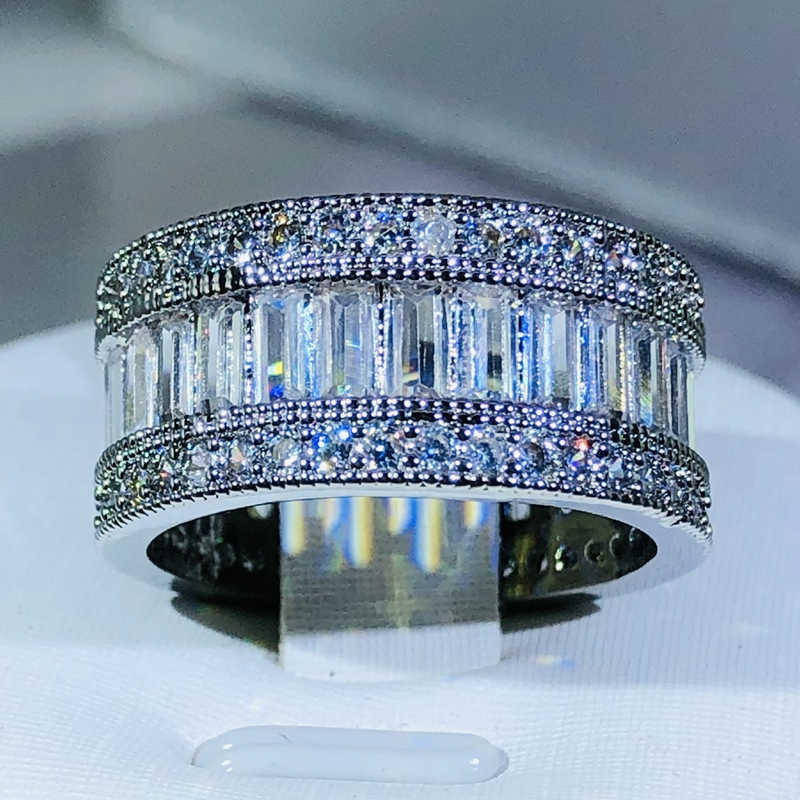 Band Rings Simple Elegant 925 Sterling Silver Dazzling Rectangle CZ Zircon Crystal Ring Promise Wedding Engagement Rings for Women G230213