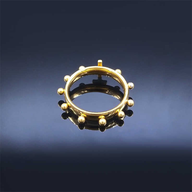 Band Rings Christ Jesus Cross Ring Stainless Steel Gold Color Christian Lord Prayer Rings Jewelry anillo acero inoxidable mujer R317S02 G230213