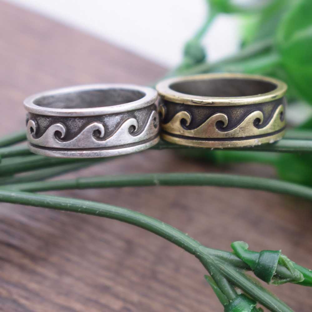 Band Rings SanLan antique silver plated fashion nature couple Wave Ring Dainty Surfer Rings Ocean Jewelry Hawaii Tribal Jewelry G230213