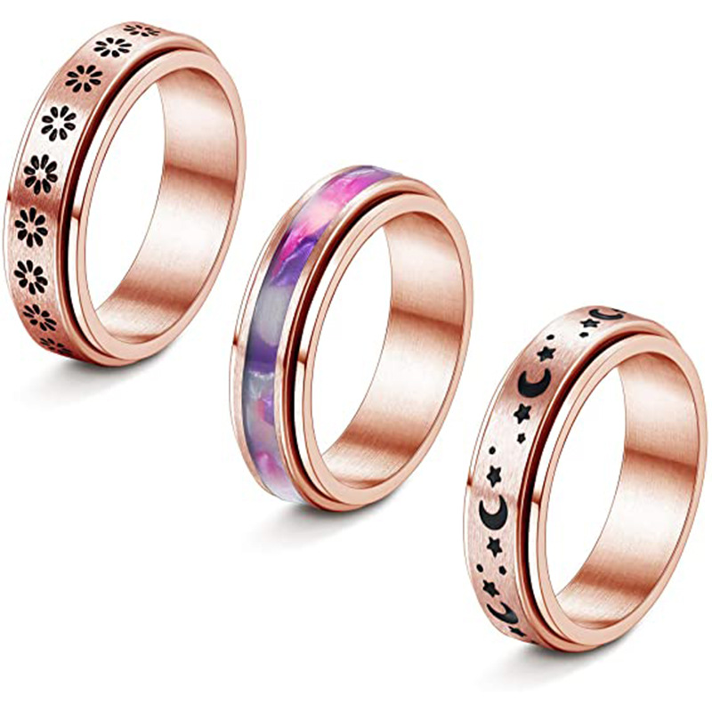 Anxiety Fidget Spinner Rings for Men Male Black Stainless Steel Spinning Rotate Ring for Women Anti Stress Accessories Jewelry